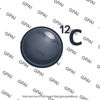 Carbon 12 atom sphere icon