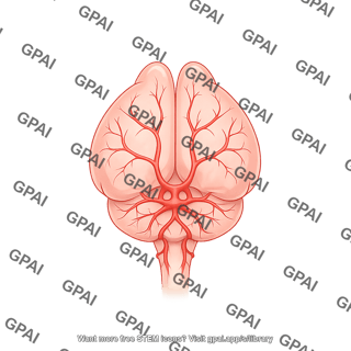 Mouse brain dorsal with arteries