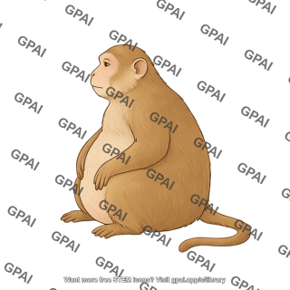Rhesus macaque monkey lateral sitting overweight