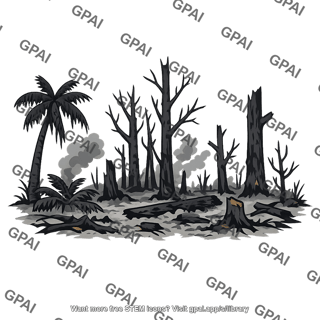 Tropical rain forest burned