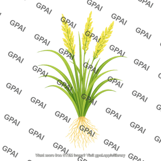 Rice plant flowering with roots