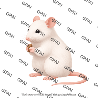 Mouse sitting with food pellet