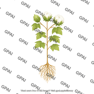 Cotton plant boll development with roots