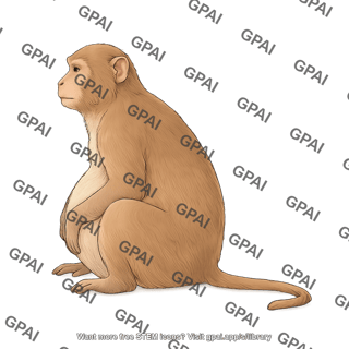 Rhesus macaque monkey lateral sitting