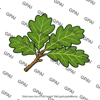 White oak leaf twig