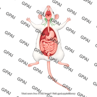 Mouse supine gi tract with esophagus and oral cavity lymph nodes