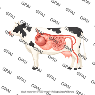 Cow gi tract semi anatomical left side