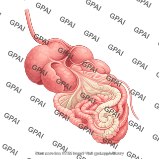Cow gi tract semi anatomical with mesenteric folds right side