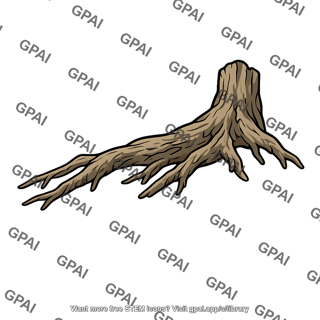 Tree stump with roots