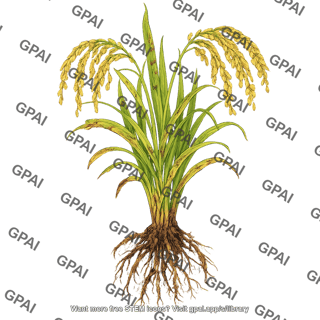 Rice plant with roots diseased