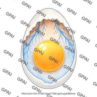 Chicken egg with shell window and allantoic membrane removed
