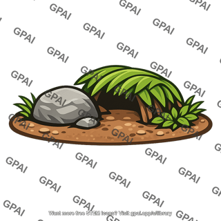 Habitat with rock and shelter plant
