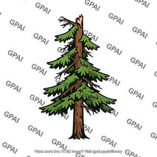 Wind damaged fir tree