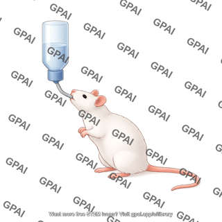 Mouse with water bottle drinking