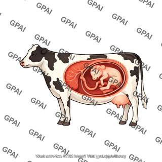 Cow pregnant newborn