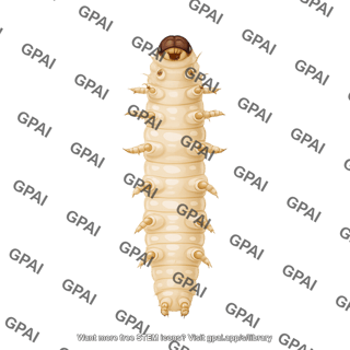Greater wax moth galleria mellonella larva ventral