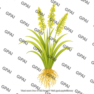 Rice plant flowering with roots
