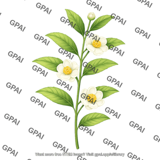 Tea plant branch with flowers