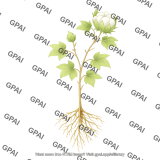 Cotton plant blooming with roots