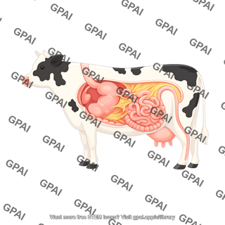 Cow gi tract semi anatomical with mesenteric folds left side