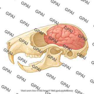 Mouse skull with mandible and brain