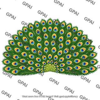 Male peacock tail spread