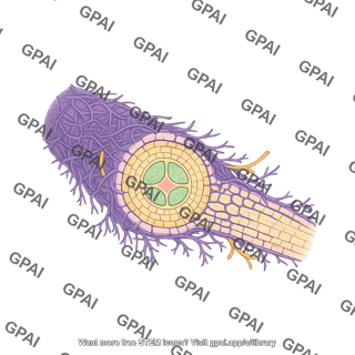 Ectomycorrhiza longitudinal root cross section