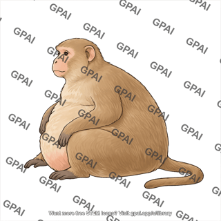Rhesus macaque monkey lateral sitting obese