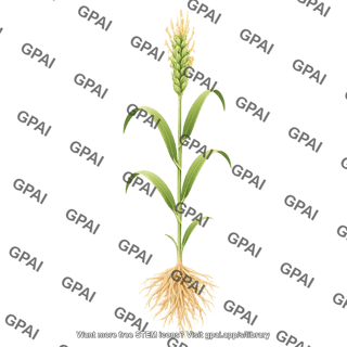 Wheat flowering stage with roots