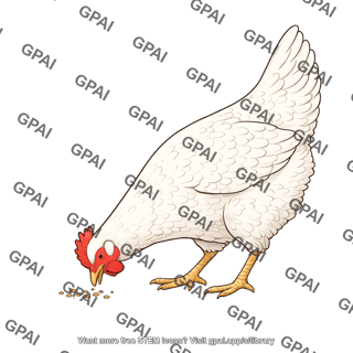 Chicken head down eating