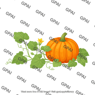 Pumpkin plant with large pumpkin