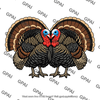 Wild turkey male pair displaying