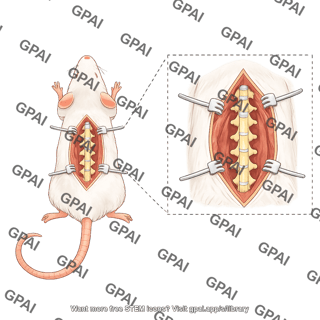 Rat lumbar spinal surgery dorsal spine exposed with zoom callout