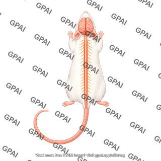 Rat dorsal curved tail brain with spinal cord