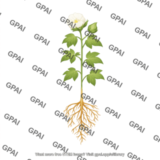 Cotton plant branch development with roots