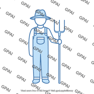 Farmer standing with pitchfork symbol