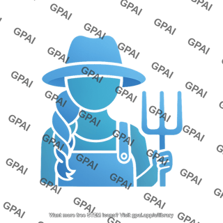 Farmer with pitchfork long hair symbol