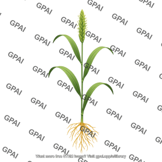 Wheat flowering stage with roots