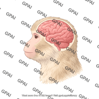 Rhesus macaque monkey brain lateral on head