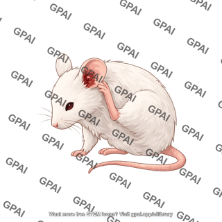 Mouse scratching back with ear infection
