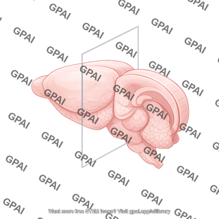 Mouse brain dorsal view caudal rostral turn sagittal cut off