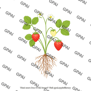 Strawberry plant with roots