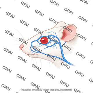 Mouse head lateral with intraorbital veins