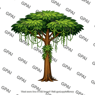 Rain forest tree with vines