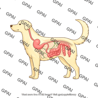 Dog gi tract semi anatomical with mesenteric folds right side