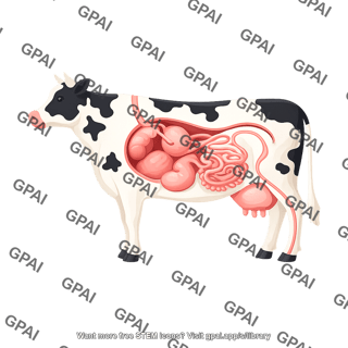 Cow gi tract semi anatomical right side