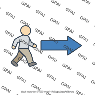 Person walking with arrow