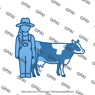 Farmer with dairy cow symbol