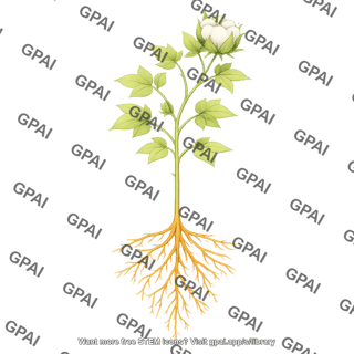 Cotton plant branch development with roots