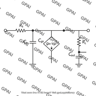 Common source amplifier high frequency equivalent circuit